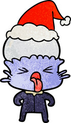 weird textured cartoon of a alien wearing santa hat