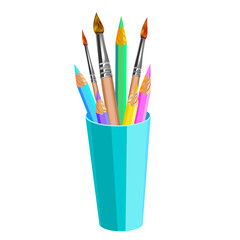glass stand for colored pencils and brushes