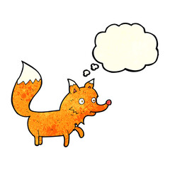 cartoon fox cub with thought bubble