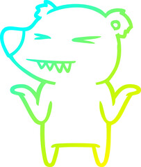 cold gradient line drawing angry polar bear cartoon shrugging shoulders