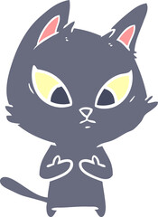 confused flat color style cartoon cat