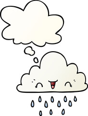 cartoon storm cloud and thought bubble in smooth gradient style
