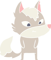 friendly flat color style cartoon wolf