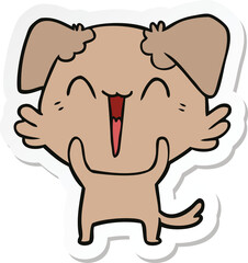 sticker of a happy little dog cartoon