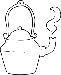 black and white cartoon old black kettle