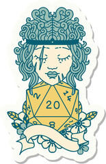 human barbarian with natural 20 dice roll sticker