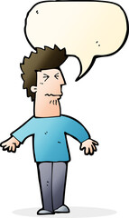 cartoon stressed man with speech bubble