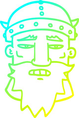 cold gradient line drawing cartoon viking face
