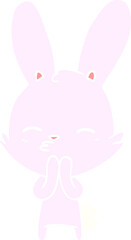 curious bunny flat color style cartoon