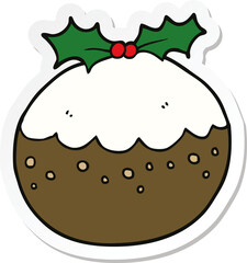 sticker of a cartoon christmas pudding