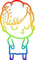 rainbow gradient line drawing cartoon woman