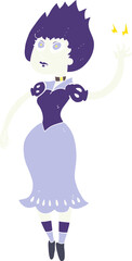 flat color illustration of a cartoon vampire girl