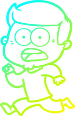 cold gradient line drawing cartoon shocked man