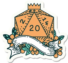 natural twenty D20 dice roll sticker