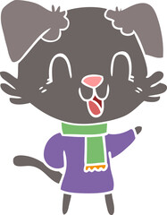 laughing flat color style cartoon dog