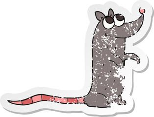 retro distressed sticker of a cartoon rat