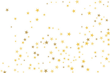 Star confetti. Gold casual confetti background. Bright design pattern.
