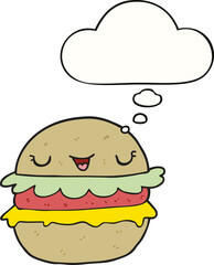 cartoon burger and thought bubble