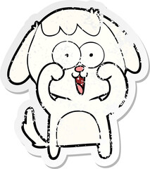 distressed sticker of a cute cartoon dog
