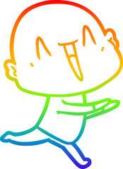 rainbow gradient line drawing happy cartoon bald man