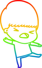 rainbow gradient line drawing cartoon stressed man