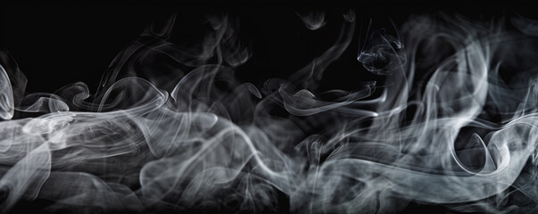 Clouds of white smoke on a black background ai generative