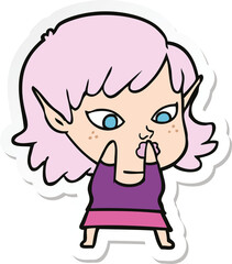 sticker of a pretty cartoon elf girl