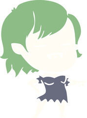 flat color style cartoon undead vampire girl