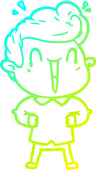 cold gradient line drawing cartoon excited man