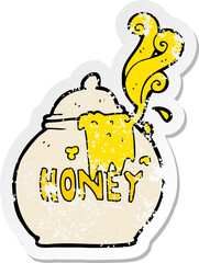 retro distressed sticker of a cartoon honey pot
