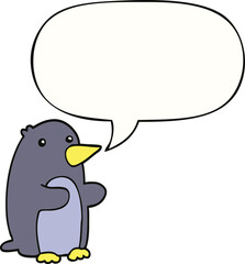 cartoon penguin and speech bubble