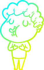 cold gradient line drawing cartoon man singing