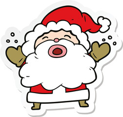 sticker of a cartoon santa claus shouting