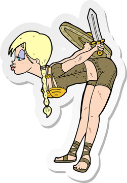 recommend clip art: sticker of a cartoon viking girl bowing
