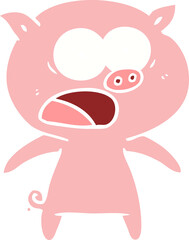 flat color style cartoon pig shouting