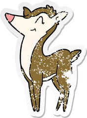 distressed sticker of a cartoon deer