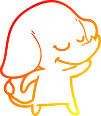 warm gradient line drawing cartoon smiling elephant