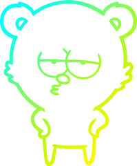 cold gradient line drawing bored bear cartoon