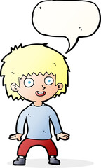 cartoon excited boy with speech bubble