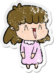 distressed sticker of a cartoon woman