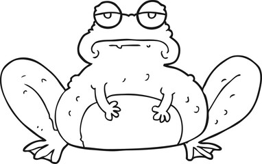 black and white cartoon frog
