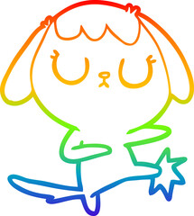 rainbow gradient line drawing cute cartoon dog