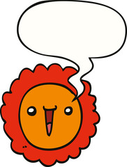 cartoon sunflower and speech bubble