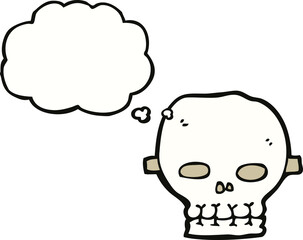Obraz na płótnie Canvas cartoon spooky skull mask with thought bubble