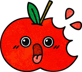 retro grunge texture cartoon red apple