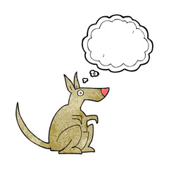 thought bubble textured cartoon kangaroo