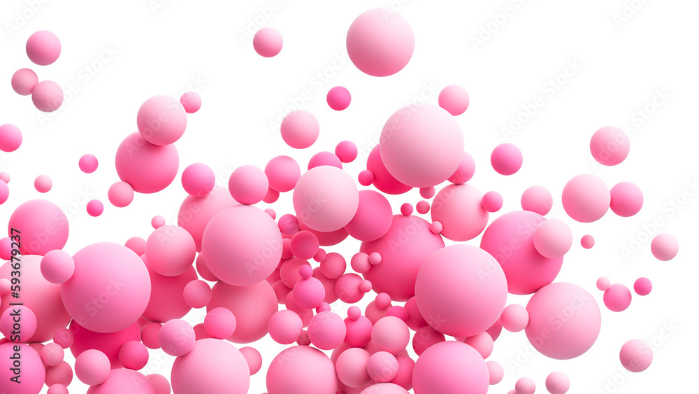 Aufkleber pink matte soft chaotic balls in different sizes isolated on transparent background. abstract compos