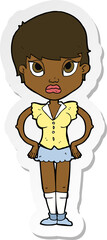 sticker of a cartoon annoyed girl