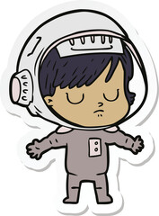 sticker of a cartoon astronaut woman