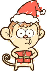 Festive Monkey Chalk Drawing